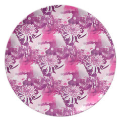 Hot Pink Flower Bouquet in Vase Collage Party Plates