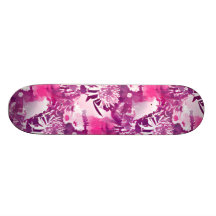 Hot Pink Flower Bouquet in Vase Collage Skate Board Decks