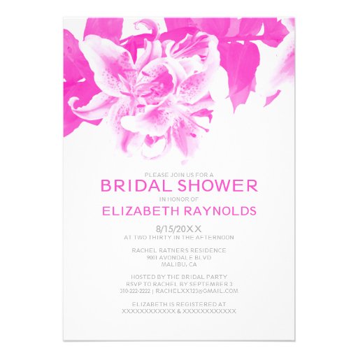 Hot Pink Flower Bridal Shower Invitations