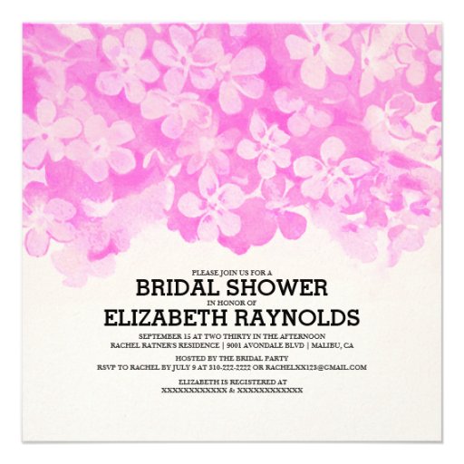 Hot Pink Flowers Bridal Shower Invitations