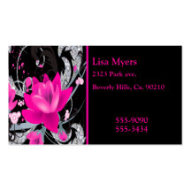 Hot Pink Flowers Diamond Bling Business Card Template