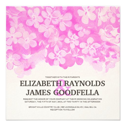 Hot Pink Flowers Wedding Invitations (front side)