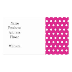 Hot Pink Fuchsia and White Polka Dots Pattern Gift Business Cards