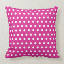 Hot Pink Fuchsia and White Polka Dots Pattern Gift Pillow