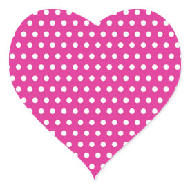 Hot Pink Fuchsia and White Polka Dots Pattern Gift Heart Stickers