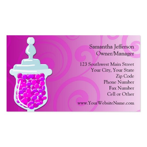 Hot Pink Fuchsia Candy Buffet Business Card Template (back side)
