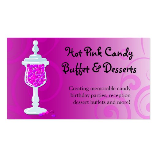Hot Pink Fuchsia Candy Buffet Business Card Template (front side)