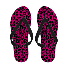 Hot Pink Fuchsia Leopard Print Flip Flops