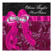 Hot Pink Fuchsia Sweet Sixteen Birthday Party Personalized Invite