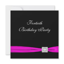 Hot Pink Fuchsia Womans 40th Birthday Party Announcement