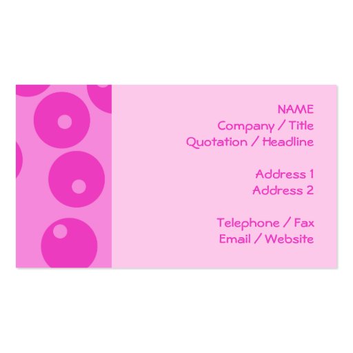 Hot Pink Funky Retro Pattern. Business Card Templates (front side)