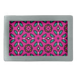 Hot Pink Geometric Floral Pattern Belt Buckle