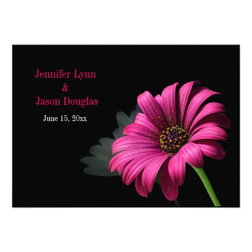 Hot Pink Gerber Daisy Flower Wedding Invitations