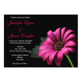 Hot Pink Gerber Daisy Flower Wedding Invitations
