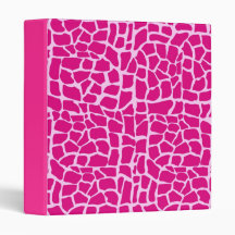 Hot pink giraffe pattern binder