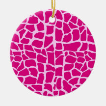 Hot pink giraffe pattern christmas tree ornament