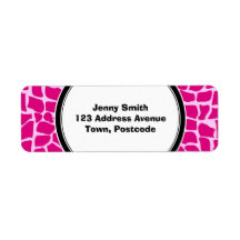 Hot pink giraffe pattern return address labels
