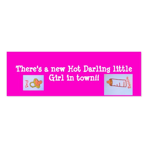 hot pink girl bookmarks business cards (front side)
