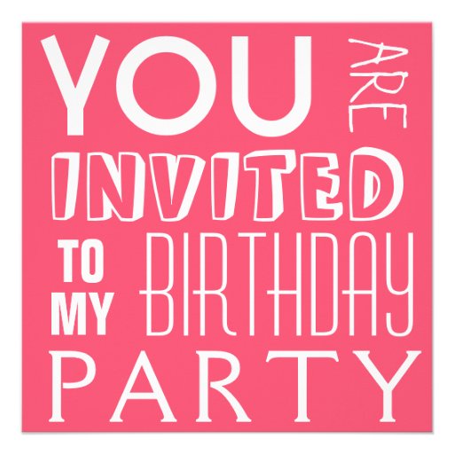 Hot Pink Girl's Birthday Party Text Announcement