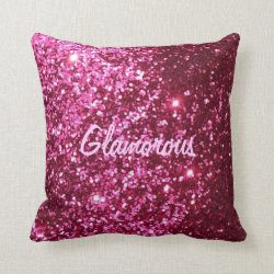 Hot Pink Glitter Glamorous Pillow