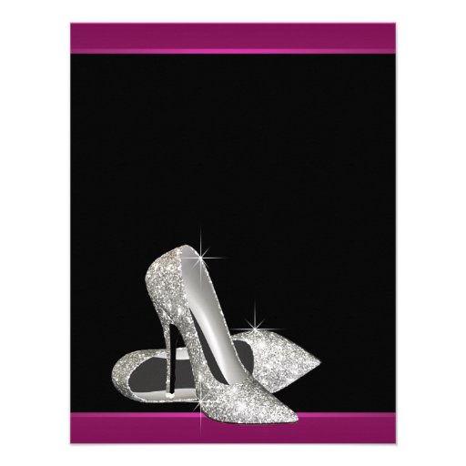 Hot Pink Glitter High Heels Womans 50th Birthday Invitations
