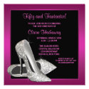 Hot Pink Glitter High Heels Womans 50th Birthday Personalized
Announcement