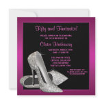 Hot Pink Glitter High Heels Womans 50th Brithday Personalized Announcement