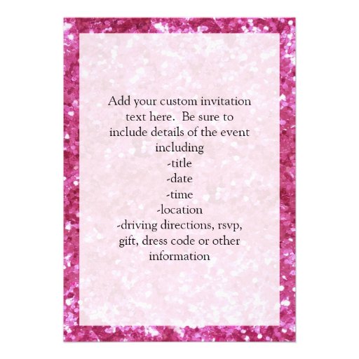 Hot Pink Glitter Look Personalized Invite