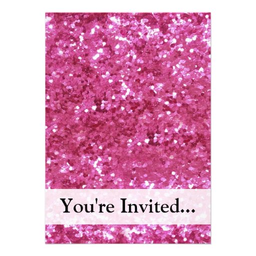 Hot Pink Glitter Look Personalized Invite