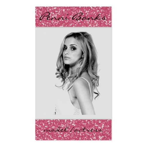 Hot Pink Glitter Model Actress Business Cards (front side)