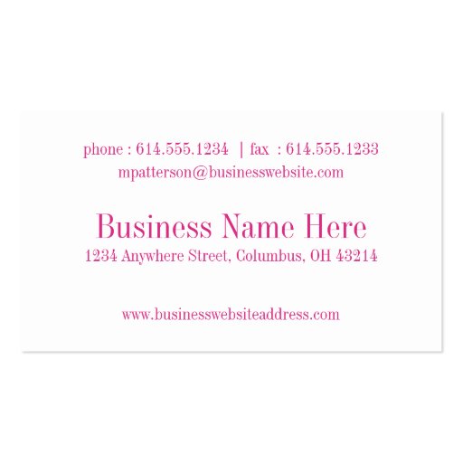 Hot Pink Glitter Professional Business Cards (back side)