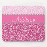 Hot Pink Glitter Rhinestone Leopard Bling Mousepad Hot Pink Glitter Rhinestone Leopard Bling Mousepad