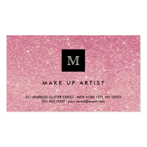 Hot Pink Glitter Sparkles Modern Chic Profile Card Business Cards (front side)