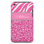 Hot Pink Glitter Zebra Print Rhinestone Girly Case Barely There iPod Covers Hot Pink Glitter Zebra Print Rhinestone Girly Case Barely There iPod Covers