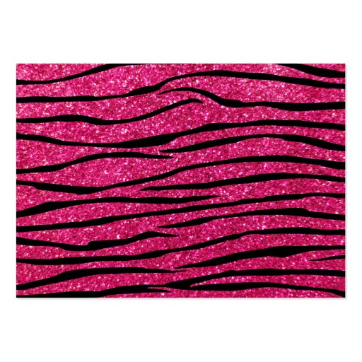Hot pink glitter zebra stripes business card templates (back side)