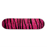 Hot pink glitter zebra stripes skateboards