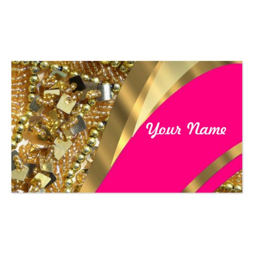 Hot pink & gold bling business card templates (front side)