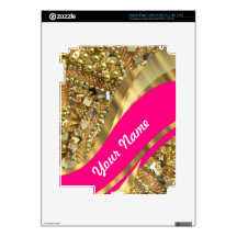 Hot pink & gold bling iPad 3 decals