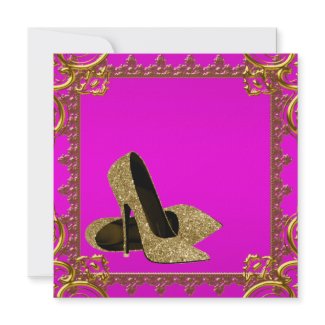 Hot Pink Gold Glitter High Heels Party Invitation Hot Pink Gold Glitter High Heels Party Invitation