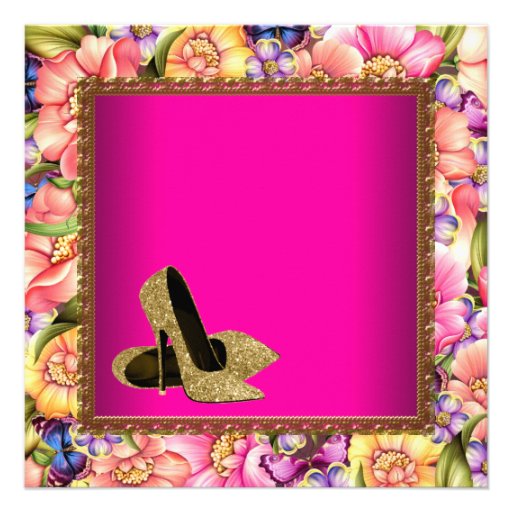 Hot Pink Gold Glitter High Heels Party Template Personalized Invitation