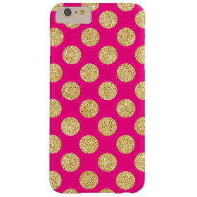 Hot Pink Gold Glitter Polka Dots Pattern Barely There iPhone 6 Plus Case
