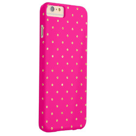 Hot Pink Gold Glitter Small Polka Dots Pattern Barely There iPhone 6 Plus Case