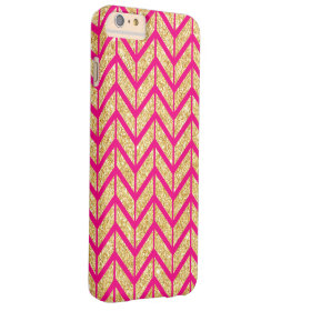 Hot Pink Gold Sparkle Zigzag Chevron Pattern Barely There iPhone 6 Plus Case
