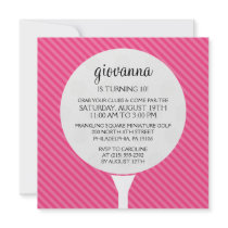 Hot Pink Golf Ball Miniature Golf Birthday Party Invitation