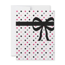 Hot Pink Gray, Light Pink and Black Polka Dots Invitation