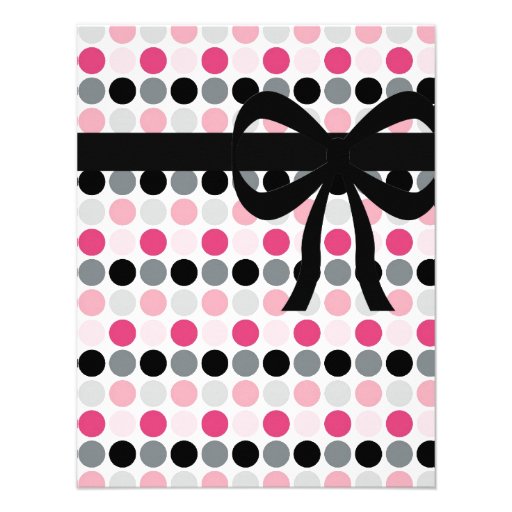 Hot Pink, Gray, Light Pink and Black Polka Dots Announcement