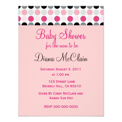 Hot Pink, Gray, Light Pink and Black Polka Dots Announcement