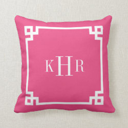 Hot Pink Greek Key Border Custom Monogram Pillows