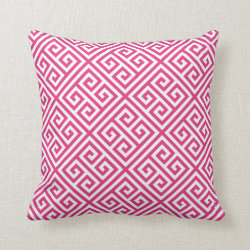 Hot Pink Greek Key Pattern Throw Pillow