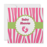 Hot pink & green Zebra Stripe Baby Shower Invite